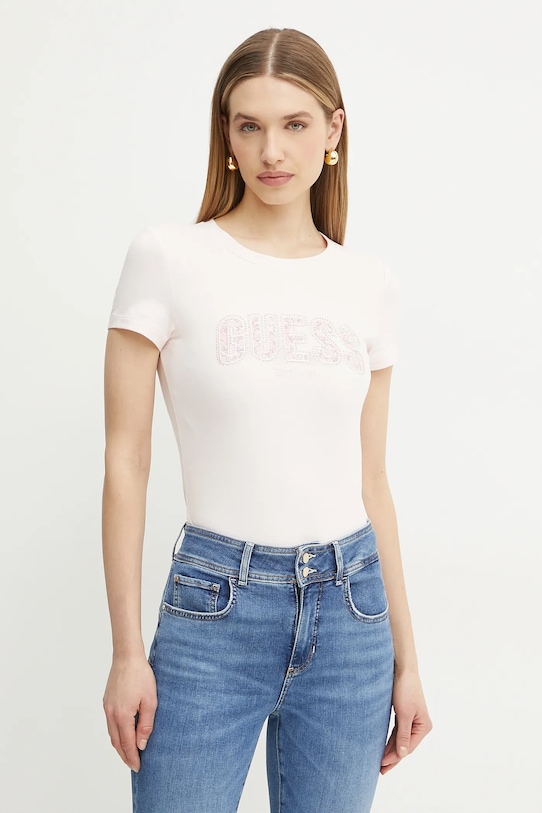 Guess t-shirt aplikacja różowy W5GI04.J1314