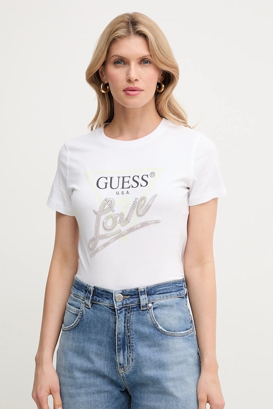 Guess t-shirt bawełniany regular biały W5GI05.I3Z14