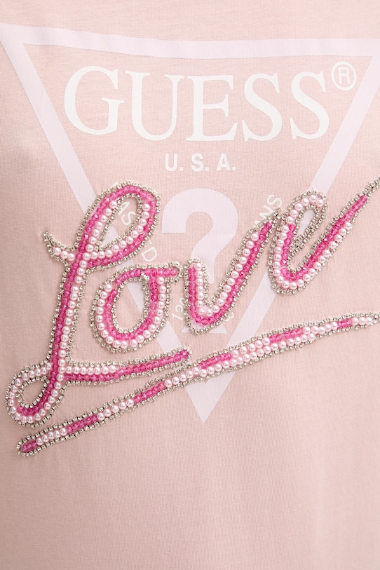 Guess tricou din bumbac roz W5GI05.I3Z14