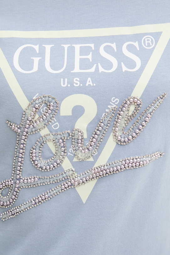 Guess tricou din bumbac albastru W5GI05.I3Z14