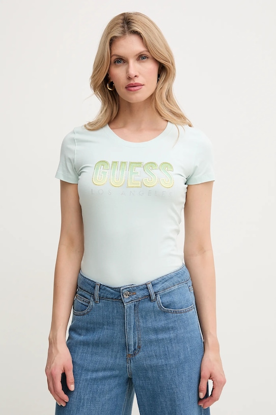 Tričko Guess DEGRADE potlač tyrkysová W5GI14.J1314
