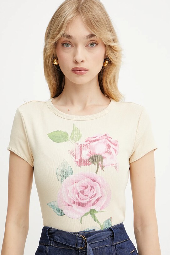 Guess t-shirt ROSE beżowy W5GI33.KA0H1