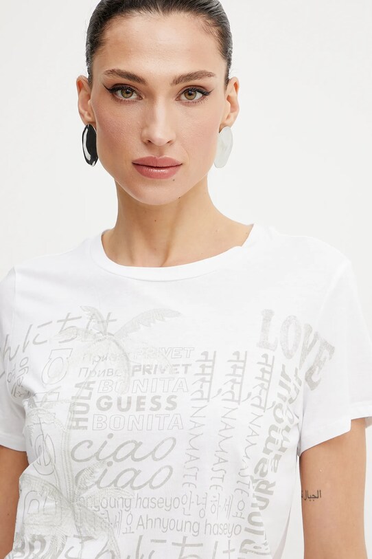 Хлопковая футболка Guess BELLA белый W5GI46.K9RM1