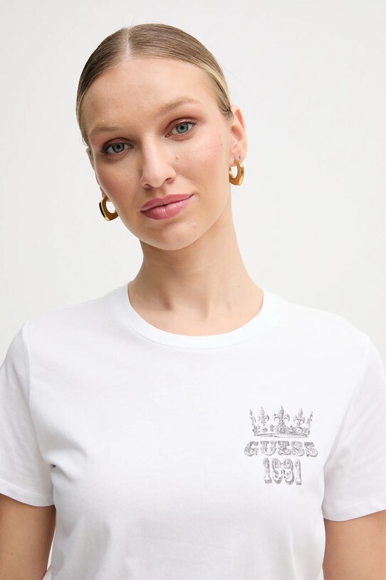 Хлопковая футболка Guess белый W5GI53.K9RM1