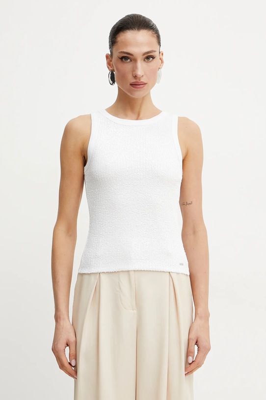 Bombažen top Guess ALEXIA Okrogel bela W5GP06.KCS10