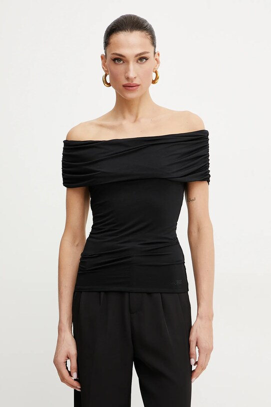 Bluza Guess CHARLOTTE bez uzorka crna W5GP08.KACM2
