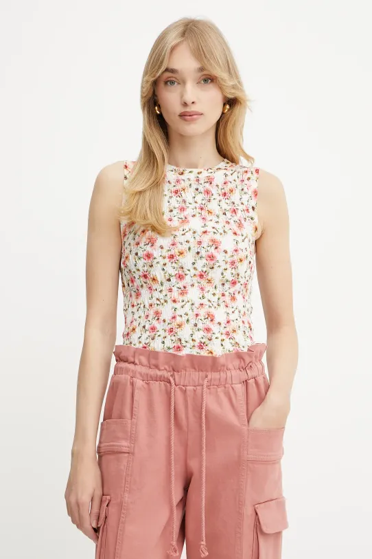 Guess top CLAIRE wzorzyste beżowy W5GP17.KCSA2