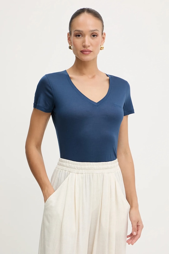 Majica kratkih rukava Guess Planet friendly mornarsko plava W5GP31.KCSX2