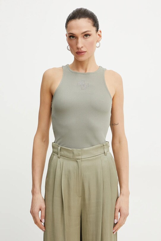 Guess top GUENDALINA z elastanem zielony W5GP57.KCV52