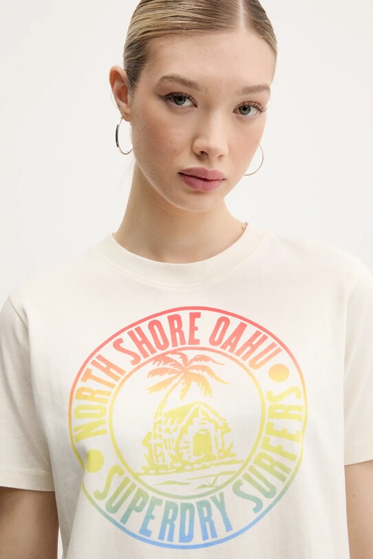 Хлопковая футболка Superdry бежевый W1011614A.22C