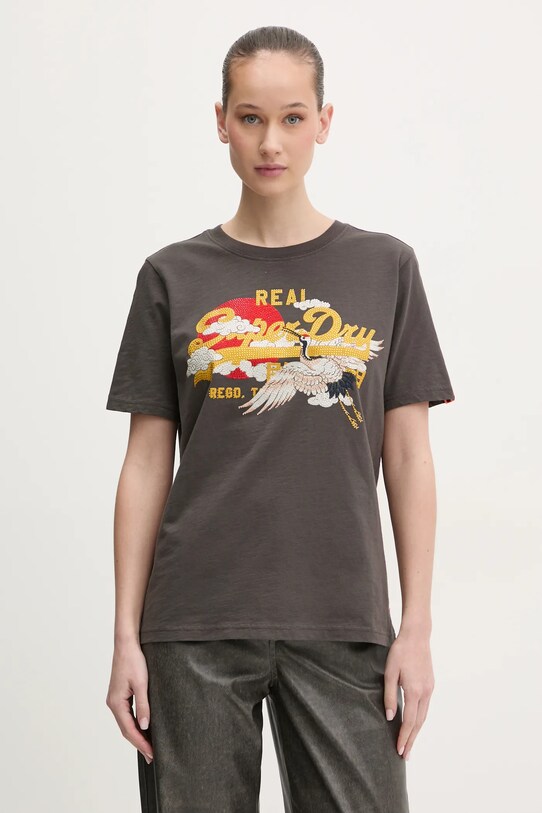 Хлопковая футболка Superdry regular серый W1011627A.PKT