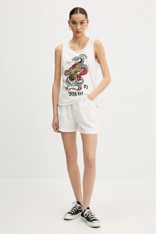 Bavlnený top Superdry W6012044A.E8V béžová SS25