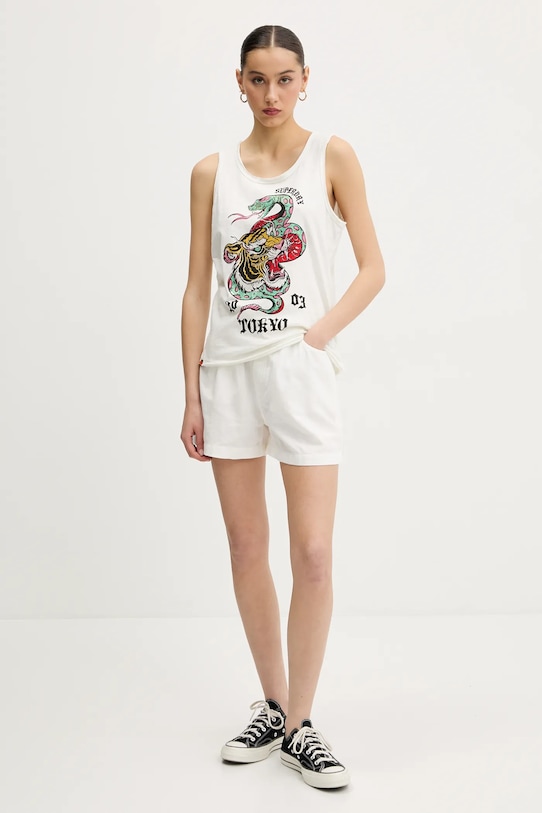 Bavlněný top Superdry W6012044A.E8V béžová SS25