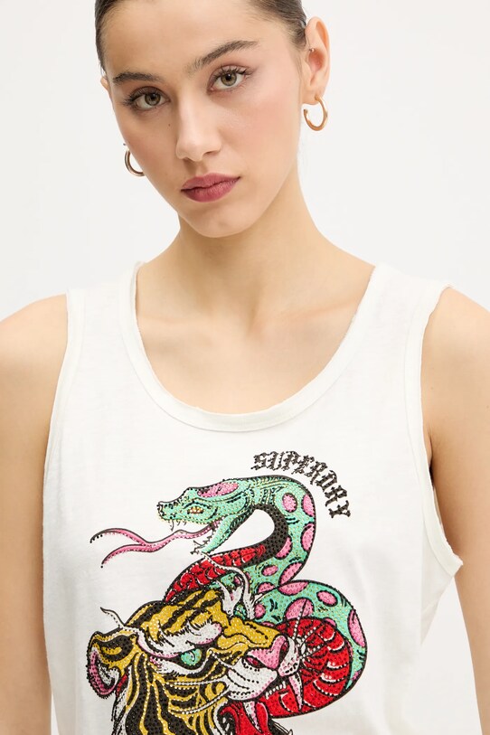 Bavlnený top Superdry béžová W6012044A.E8V