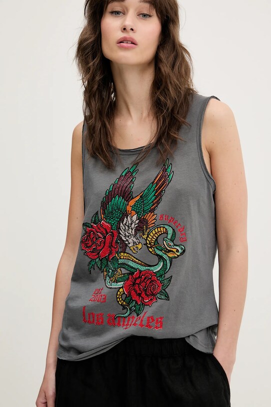 Bavlnený top Superdry sivá W6012044A.U4M