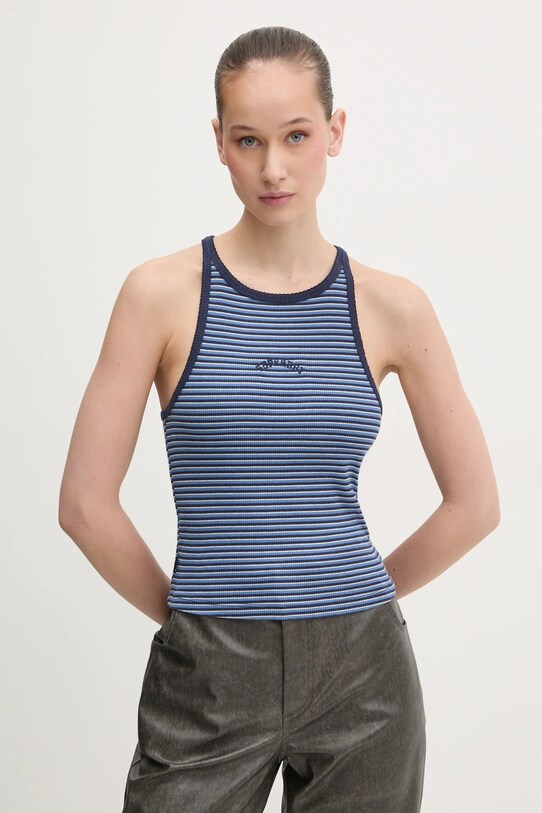 Bombažen top Superdry Okrogel mornarsko modra W6012055A.F5K
