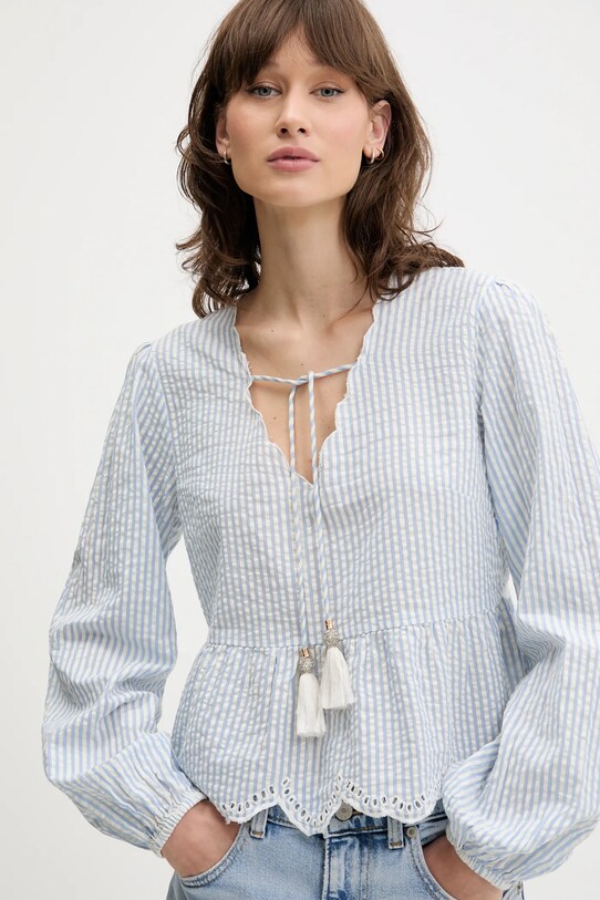 Superdry bluzka bawełniana niebieski W6012100A.2U7