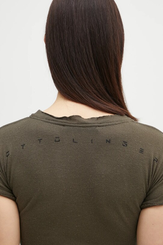 Tričko s prímesou ľanu Ottolinger Deconstructed Linen zelená 105.101106.01