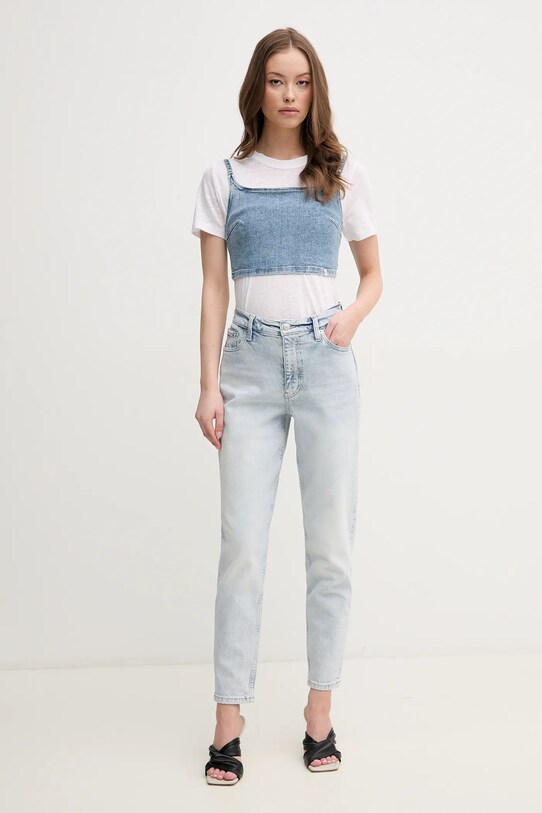 Ленена тениска Calvin Klein K20K208248 бял SS25