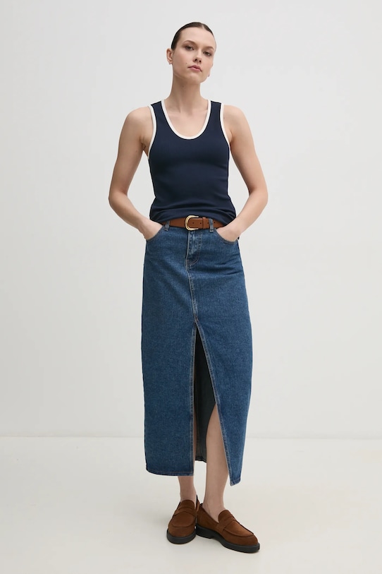 Tommy Hilfiger top WW0WW44572 bleumarin SS25