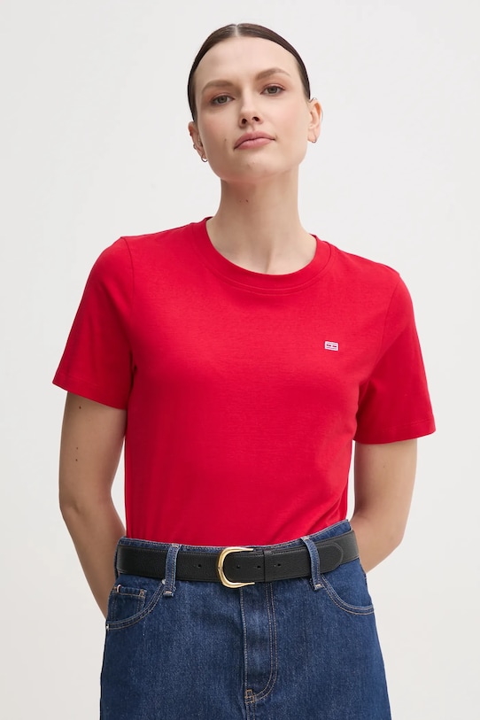 Tommy Hilfiger tricou din bumbac uni rosu WW0WW45522