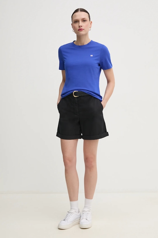 Bavlněné tričko Tommy Hilfiger WW0WW45522 fialová SS25