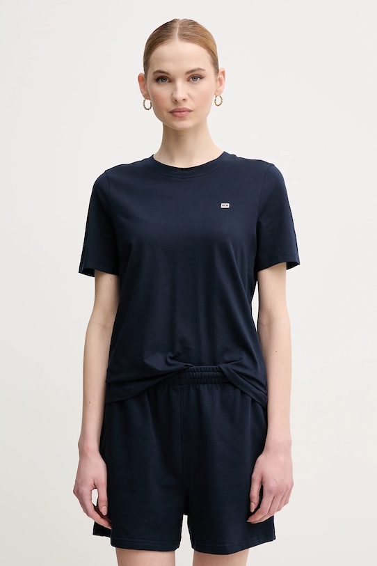 Pamučna majica Tommy Hilfiger Planet friendly mornarsko plava WW0WW45522