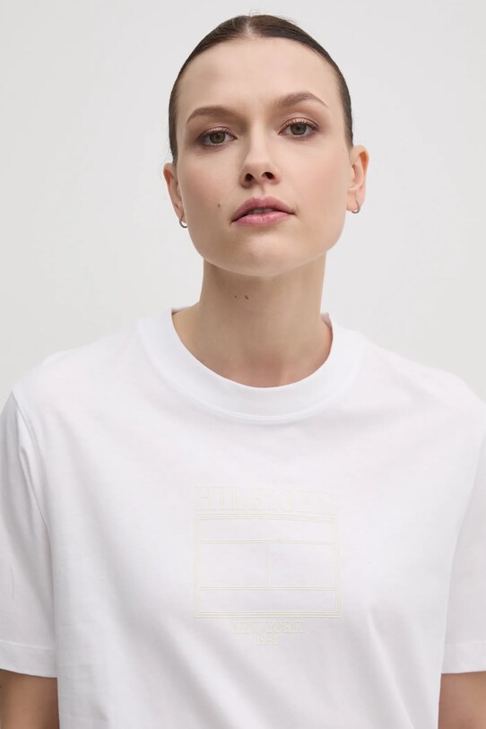 Îmbrăcăminte Tommy Hilfiger tricou din bumbac WW0WW45525 alb