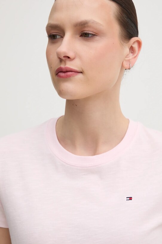 Oblečenie Bavlnené tričko Tommy Hilfiger WW0WW44433 ružová