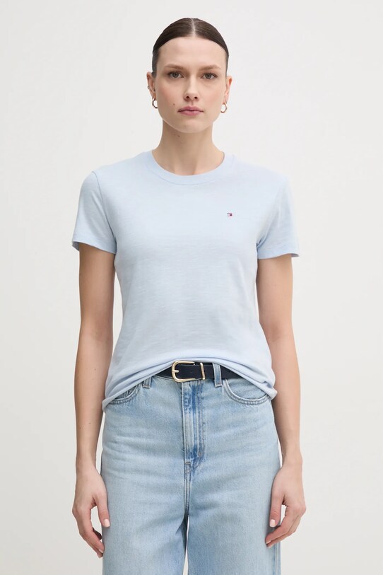 Хлопковая футболка Tommy Hilfiger хлопок голубой WW0WW44433