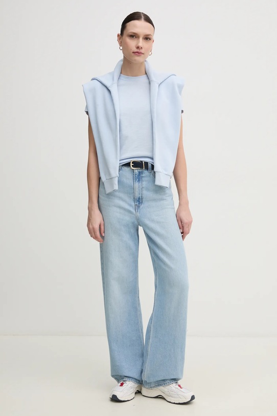 Хлопковая футболка Tommy Hilfiger WW0WW44433 голубой SS25