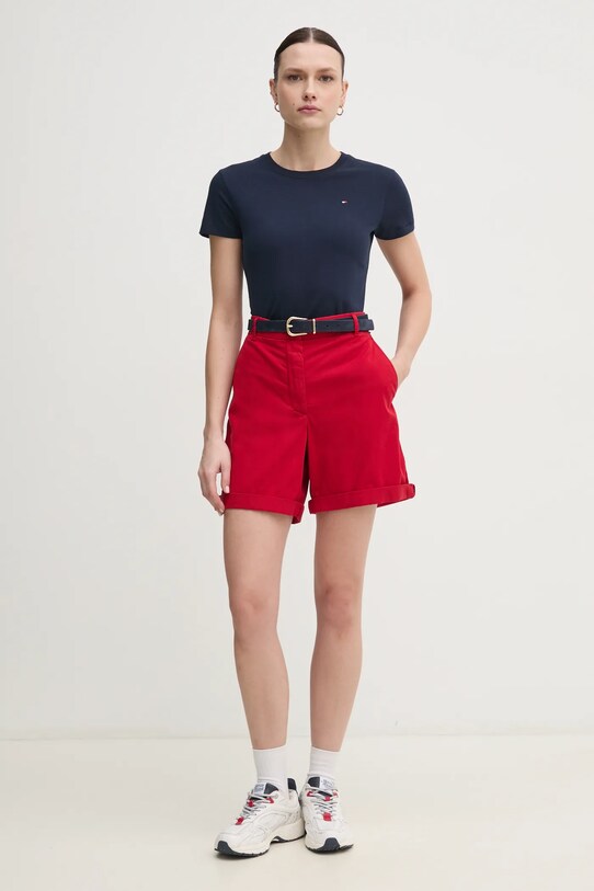 Бавовняна футболка Tommy Hilfiger WW0WW44433 темно-синій SS25