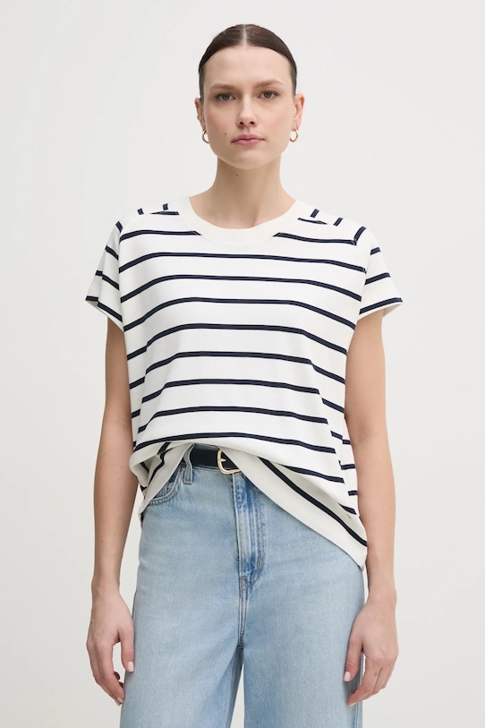 Хлопковая футболка Tommy Hilfiger полоска белый WW0WW44544