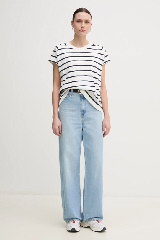 Хлопковая футболка Tommy Hilfiger WW0WW44544 белый SS25