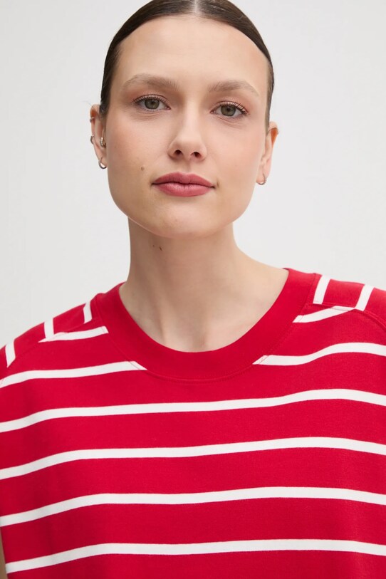 Bombažna kratka majica Tommy Hilfiger rdeča WW0WW44544