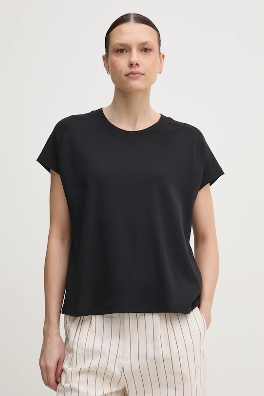 Бавовняна футболка Tommy Hilfiger смужка чорний WW0WW44544