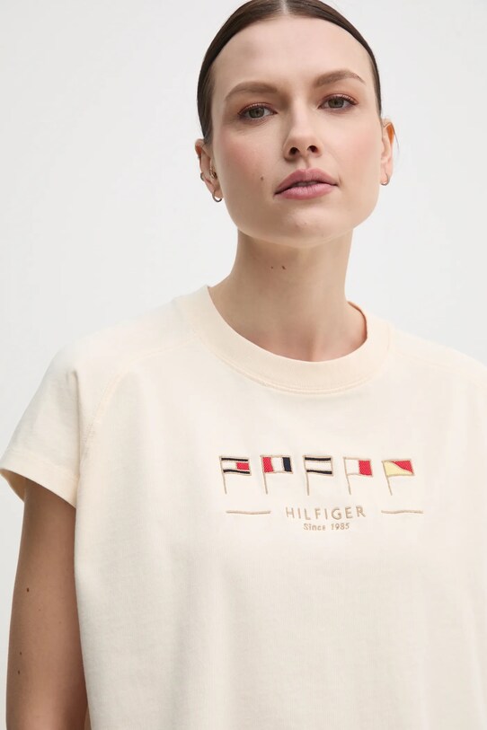 Бавовняна футболка Tommy Hilfiger бежевий WW0WW44574