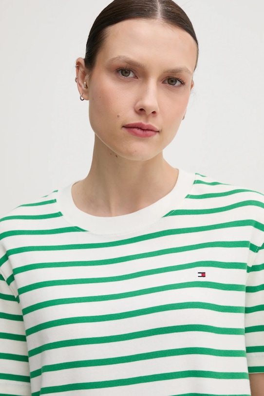 Бавовняна футболка Tommy Hilfiger зелений WW0WW46158