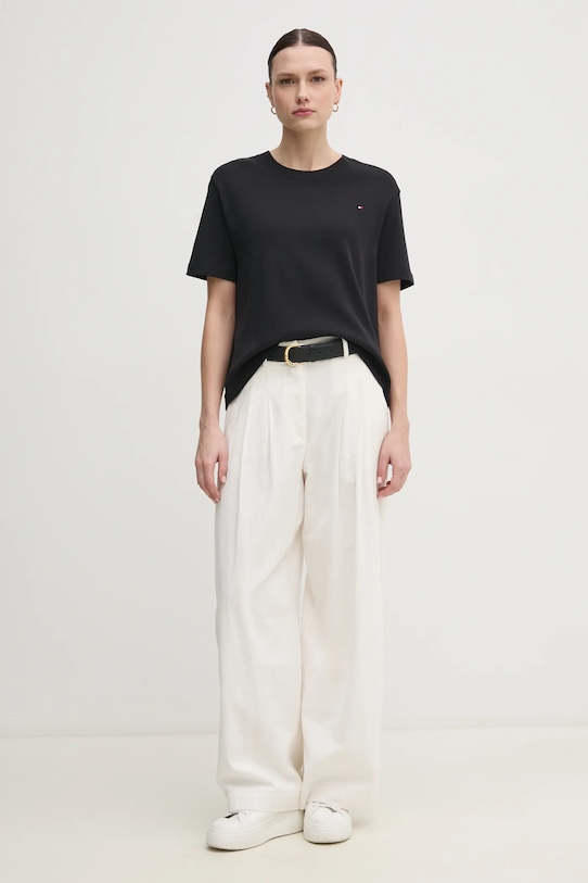 Бавовняна футболка Tommy Hilfiger WW0WW46158 чорний SS25