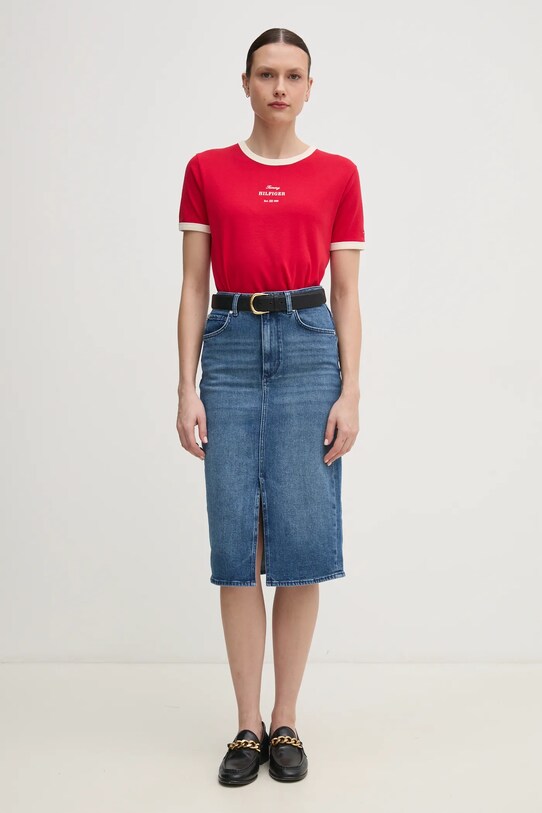 Хлопковая футболка Tommy Hilfiger WW0WW44586 красный SS25