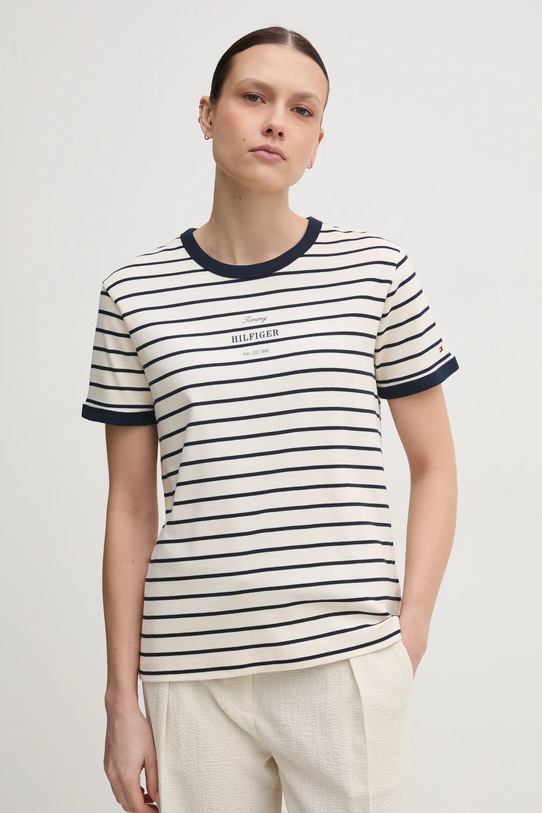 Pamučna majica Tommy Hilfiger Planet friendly mornarsko plava WW0WW44586