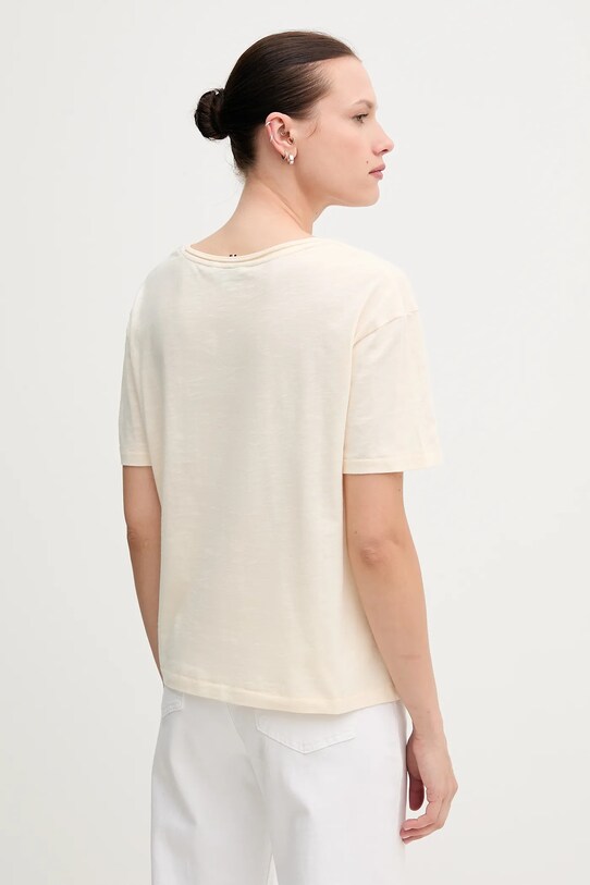 Памучна тениска Tommy Hilfiger WW0WW43901 бежов SS25