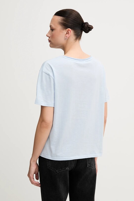 Памучна тениска Tommy Hilfiger WW0WW43901 син SS25