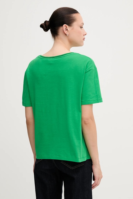Памучна тениска Tommy Hilfiger WW0WW43901 зелен SS25