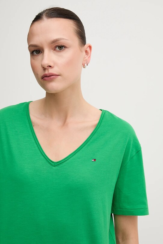 Дрехи Памучна тениска Tommy Hilfiger WW0WW43901 зелен