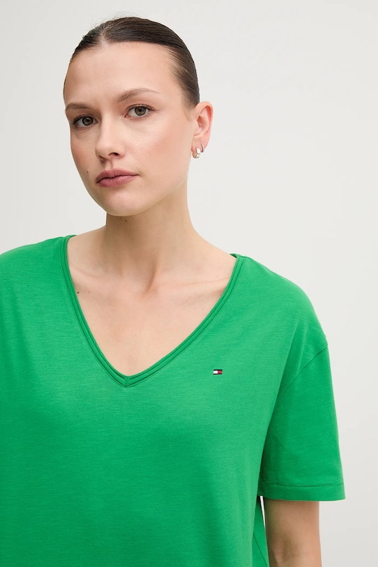 Oblečenie Bavlnené tričko Tommy Hilfiger WW0WW43901 zelená