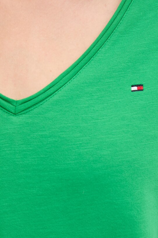 Памучна тениска Tommy Hilfiger зелен WW0WW43901