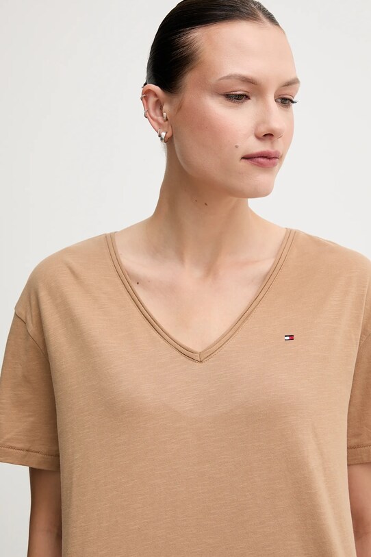 Oblečení Bavlněné tričko Tommy Hilfiger WW0WW43901 hnědá