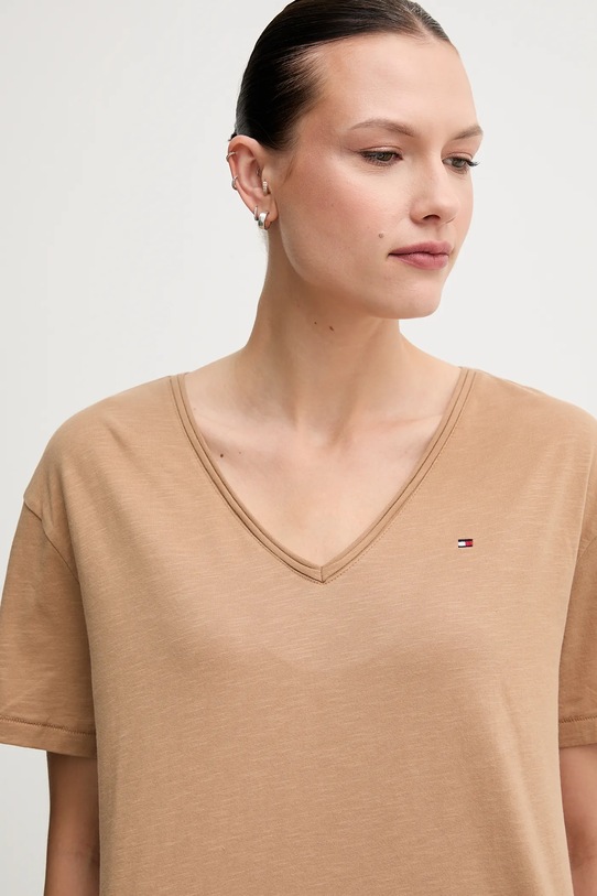 Дрехи Памучна тениска Tommy Hilfiger WW0WW43901 кафяв