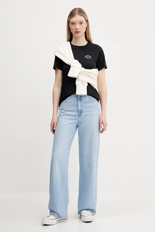 Converse t-shirt bawełniany 10027379.A02 czarny SS25